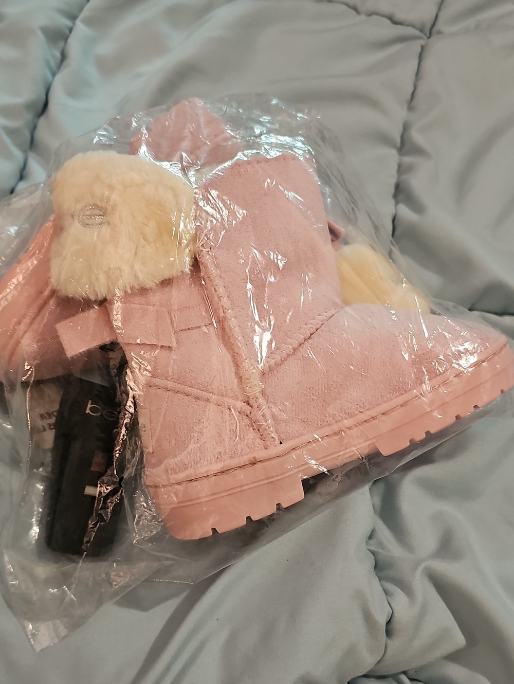 Bebe Girls Size 8 Brand New In Bag Boots Pink With Fur